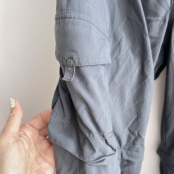 prAna Convertible Pant Women 8 Gray Performance Pockets Roll Up Hiking Camping - Picture 13 of 16